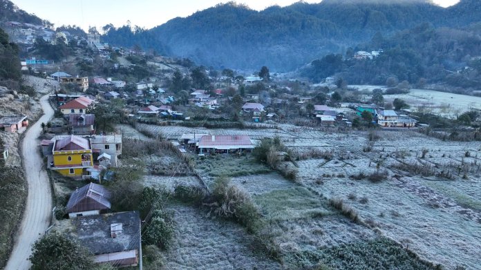 Escarcha registrada en Huehuetenango. Foto La Hora: Clima Guatemala