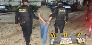 Hombre capturado por el delito de lavado de dinero en Petén. Foto La Hora: PNC