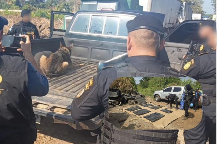 Localizan picop con paquetes ilícitos en Retaulehu. Foto La Hora: Mingob