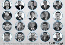 Los 20 aspirantes a magistrados del Tribunal Supremo Electoral (TSE), dominada por Walter Mazariegos y Henry Arriaga. Foto La Hora: Alejandro Ramírez