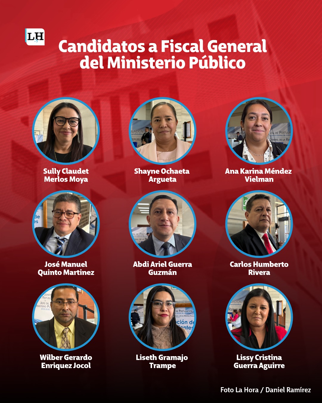 Aspirantes que presentaron papelería ante la Comisión de Postulación para dirigir el Ministerio Público, 3 de 7