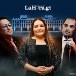 El rector de la Usac, Walter Mazariegos; la magistrada electa de la CC, Julia Rivera; y el secretario general de esa universidad y exesposo de la togada, Luis Fernando Cordón. Diseño La Hora: Víctor García.