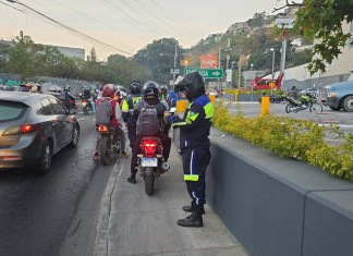 Motoristas multados por circular en paso peatonal en calzada la Paz. Foto: Policía MT