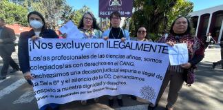 Agremiados de ciencias afines denuncian exclusión ilegal en elección del CANG. Foto La Hora: Diego España.