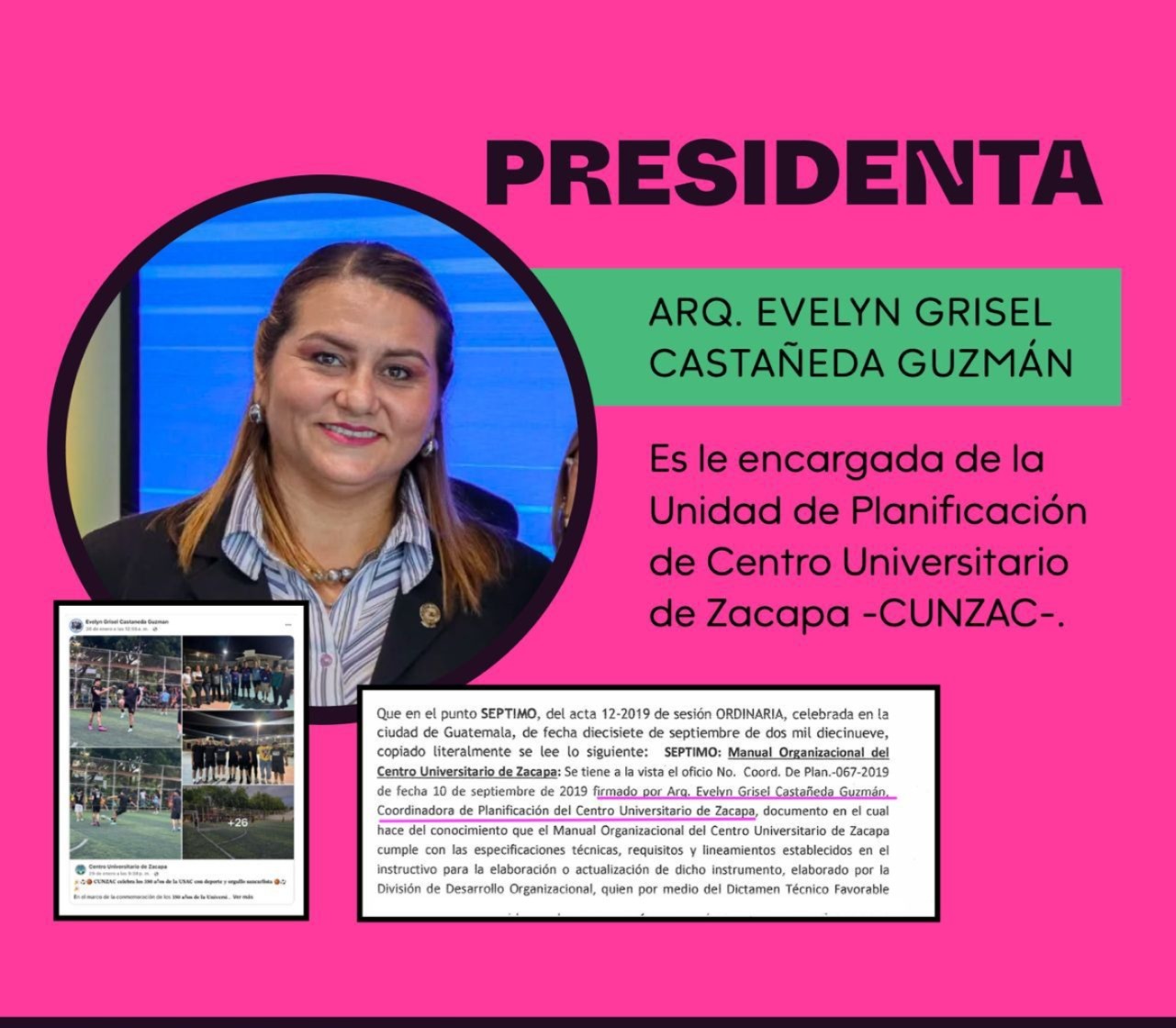 Evelyn Grisel Castañeda, presidenta del Tribunal Electoral del Colegio de Arquitectos trabaja en el Centro Universitario de Zacapa.