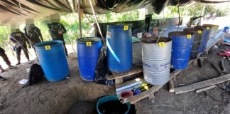 Operativo conjunto permite destrucción de narcolaboratorio en Izabal. Foto La Hora: Mingob.