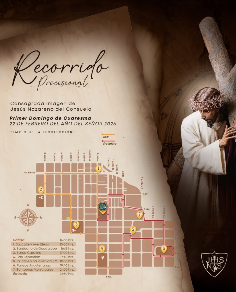 Recorrido del cortejo procesional. Foto La Hora: Hermandad de Jesús del Consuelo