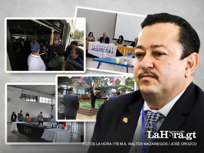 En la Usac están en marcha las elecciones que permitirán designar al rector por el período 2026-2030, y todo apunta a que Walter Mazariegos está perdiendo terreno. Arte: La Hora/Roberto Altán.