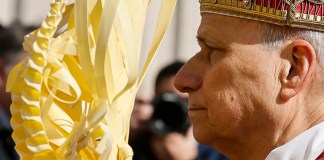 El Papa León XIV, durante la misa del Domingo de Ramos en la plaza de San Pedro en el Vaticano. Foto La Hora: EFE