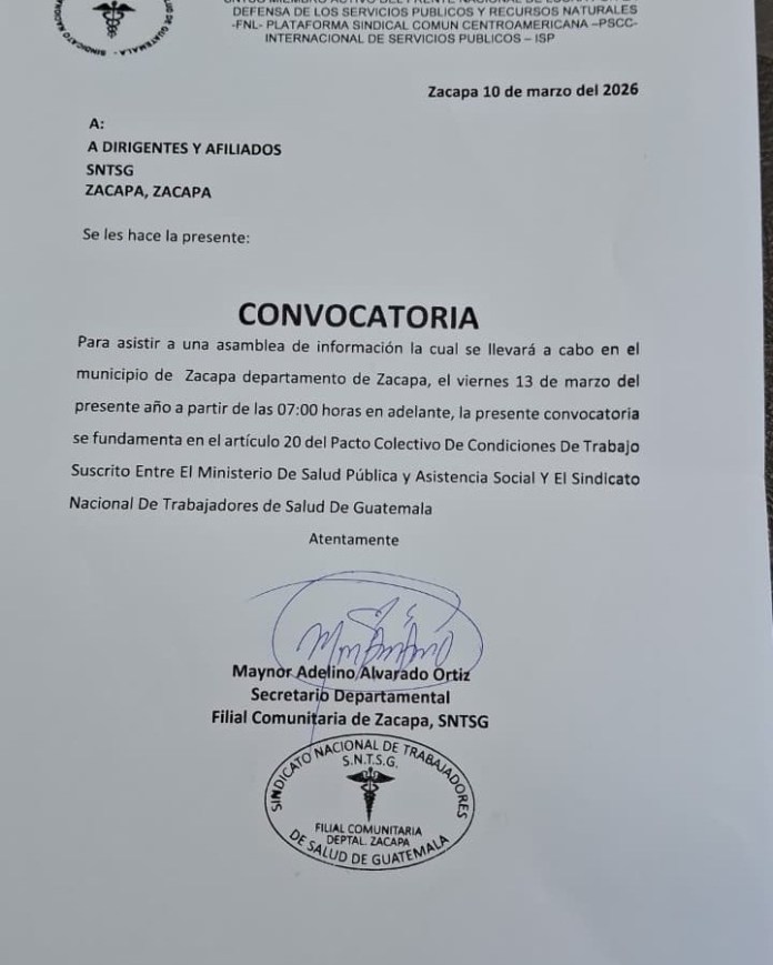 En Zacapa, la convocatoria se ha hecho para las 7:00 de la mañana en el municipio, aunque no precisa exactamente el lugar. Foto La Hora: cortesía