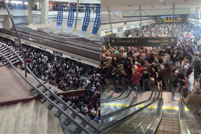 Por una falla eléctrica en la terminal aérea de Denver, Estados Unidos, se suspendieron varios vuelos, lo que generó caos en los usuarios. Foto La Hora: Denver Noticias