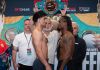 Lester Martínez y Aleem se encaran por última vez antes de la pelea. Foto La Hora: ProBoxTV.