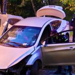 Conductor en estado de ebriedad impacta contra el monumento a Miguel Ángel Asturias. Foto LA Hora: Amílcar Montejo.