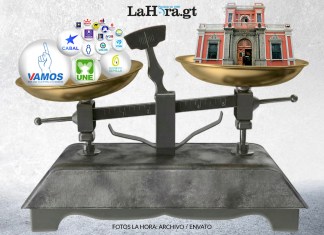 Ilustración que muestra una balanza con los partidos políticos de un lado y el TSE del otro.