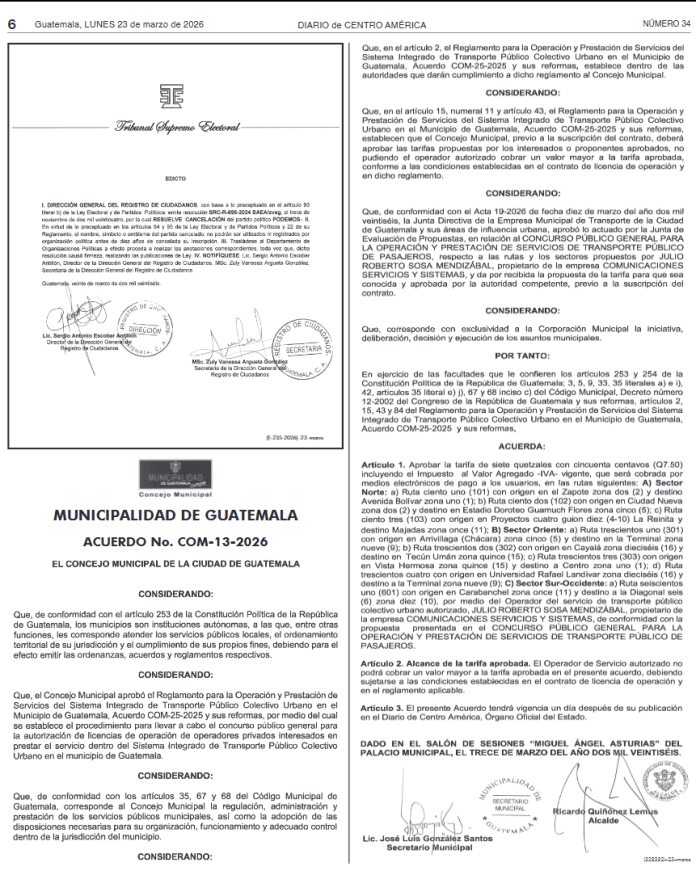 A partir del 24 de marzo, la tarifa del transporte colectivo urbano sube a Q7.50