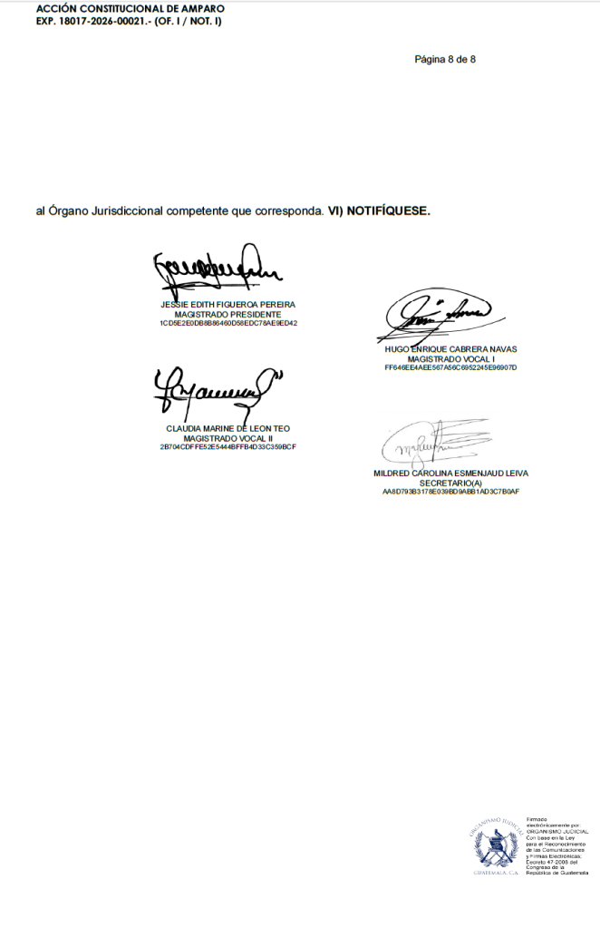 Una vinculada a Nester Vásquez y Mynor Moto, y un exviceministro de Giammattei están en la Sala que frenó la construcción de la cárcel