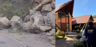 Cerrada por derrumbes la millonaria carretera que comunica a la finca vinculada a Giammattei