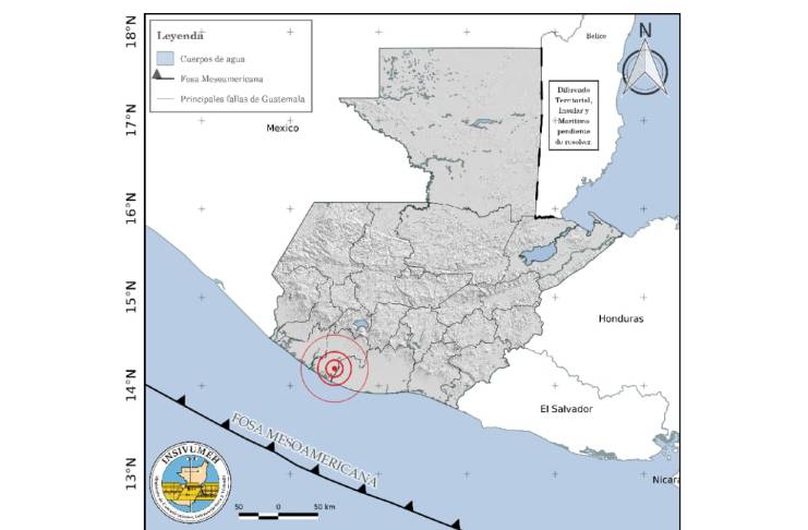 Mapa muestra que el epicentro del temblor fue Suchitepéquez.