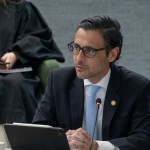 El procurador General de la Nación, Julio Saavedra, en Brasilia durante la audiencia por la consulta de Guatemala a la Corte IDH sobre la democracia como derecho. Foto La Hora: La Hora.
