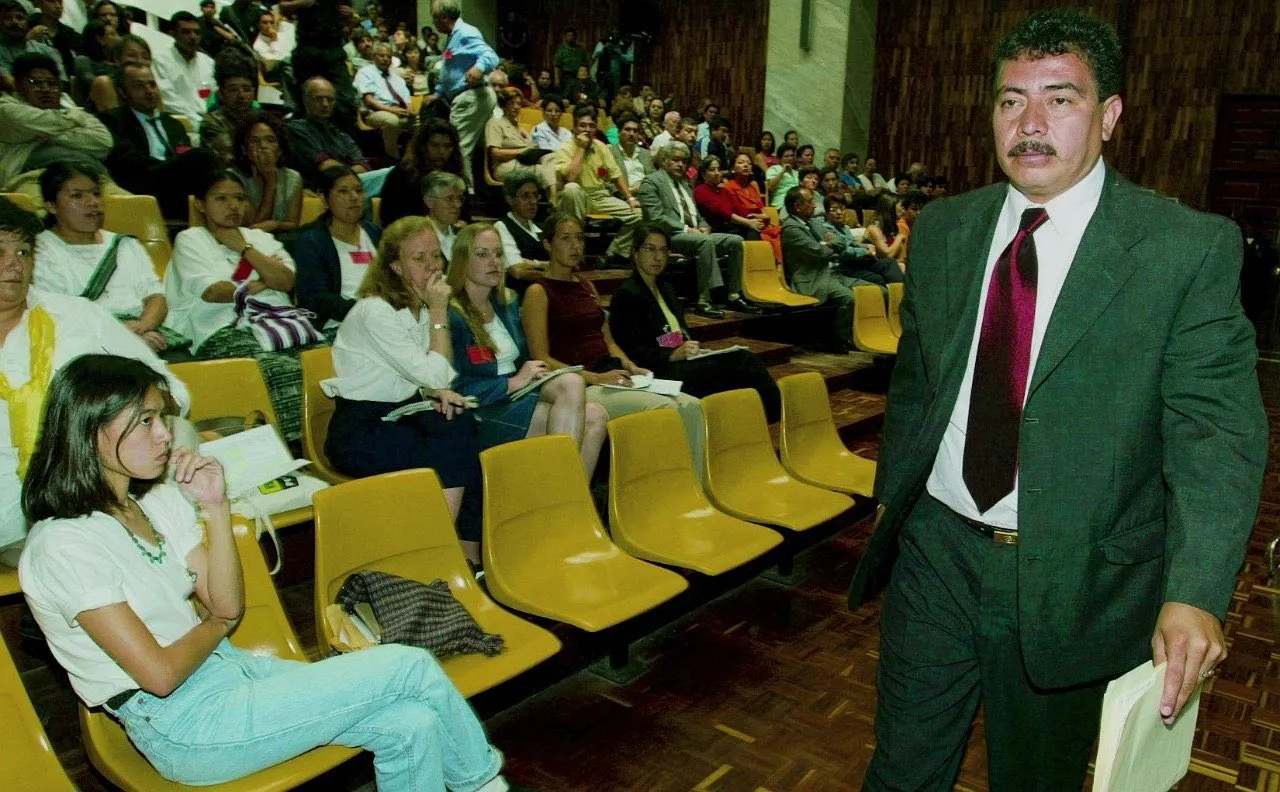 Lucrecia Mack, hija de Myrna Mack, en el salón de vistas públicas de la Corte Suprema de Justicia (CSJ). Foto La Hora: Fundación Myrna Mack