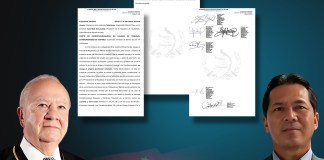 El magistrado Roberto Molina Barreto y el expresidente del Bantrab Jorge Mondal. Foto La Hora: Roberto Altán.