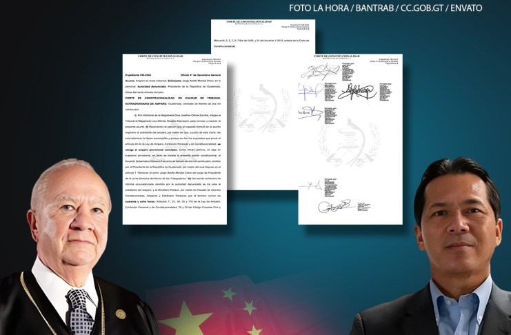 El magistrado Roberto Molina Barreto y el expresidente del Bantrab Jorge Mondal. Foto La Hora: Roberto Altán.