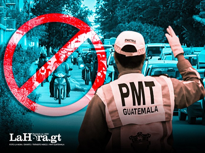 Multa de Q500 para motoristas que invadan banquetas, según autoridades de tránsito. Arte La Hora: Jesús Ríos.