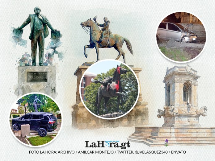 La estructura del monumento a Miguel Ángel Asturias se ubica entre la 14 y 15 calles de la zona 10 ha sufrido daños. El más reciente fue el 22 de marzo.