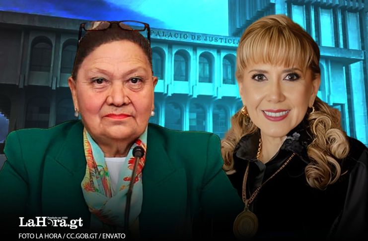 La fiscal general María Consuelo Porras y la magistrada de la Corte de Constitucionalidad Dina Ochoa. Foto La Hora: Roberto Altán.