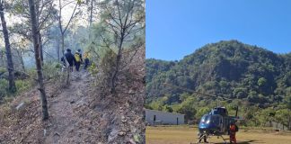 Rescatan a turista extraviado en el Volcán Atitlán, es evacuado vía aérea tras factura de tobillo.
