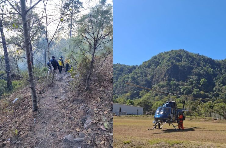 Rescatan a turista extraviado en el Volcán Atitlán, es evacuado vía aérea tras factura de tobillo.