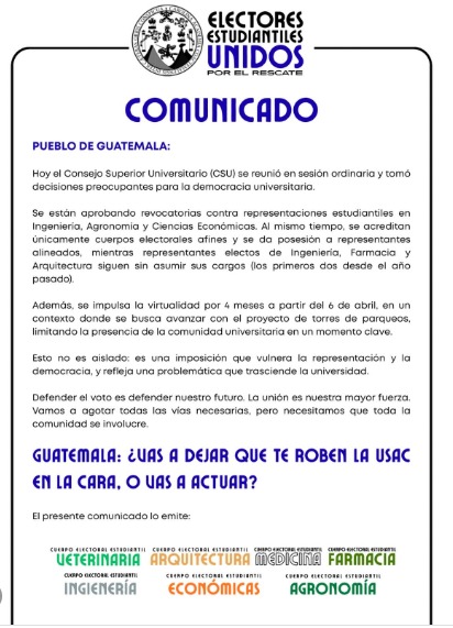 Comunicado de electores. Foto La Hora: Cortesía