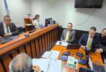 El juez Mario Hichos inició la audiencia de primera declaración en contra de Pedro Duque, principal señalado dentro del caso CHN. Foto La Hora: Sergio Osegueda