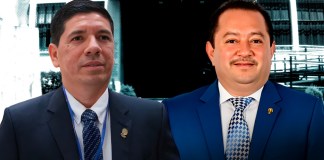 El CSU de Walter Mazariegos aceptó este lunes la renuncia del magistrado electo José Luis Aguirre Pumay, designado el pasado 16 de febrero. Arte: La Hora/Roberto Altán.