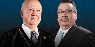 El magistrado titular, Roberto Molina Barreto (izquierda) y el magistrado suplente, Luis Rosales (derecha) fuero electos por los diputados. Arte: La Hora