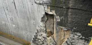 Así se ve una de las secciones del paso a desnivel de Lomas del Norte, en la zona 17.