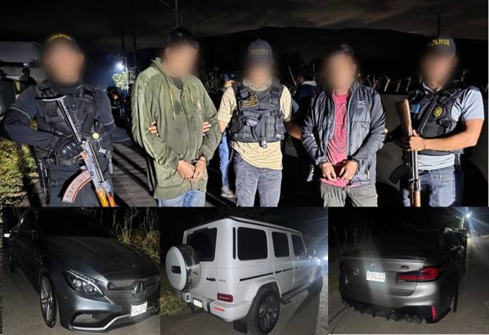 Operativo en Villa Canales permite recuperar autos de alta gama. Foto La Hora: PNC.