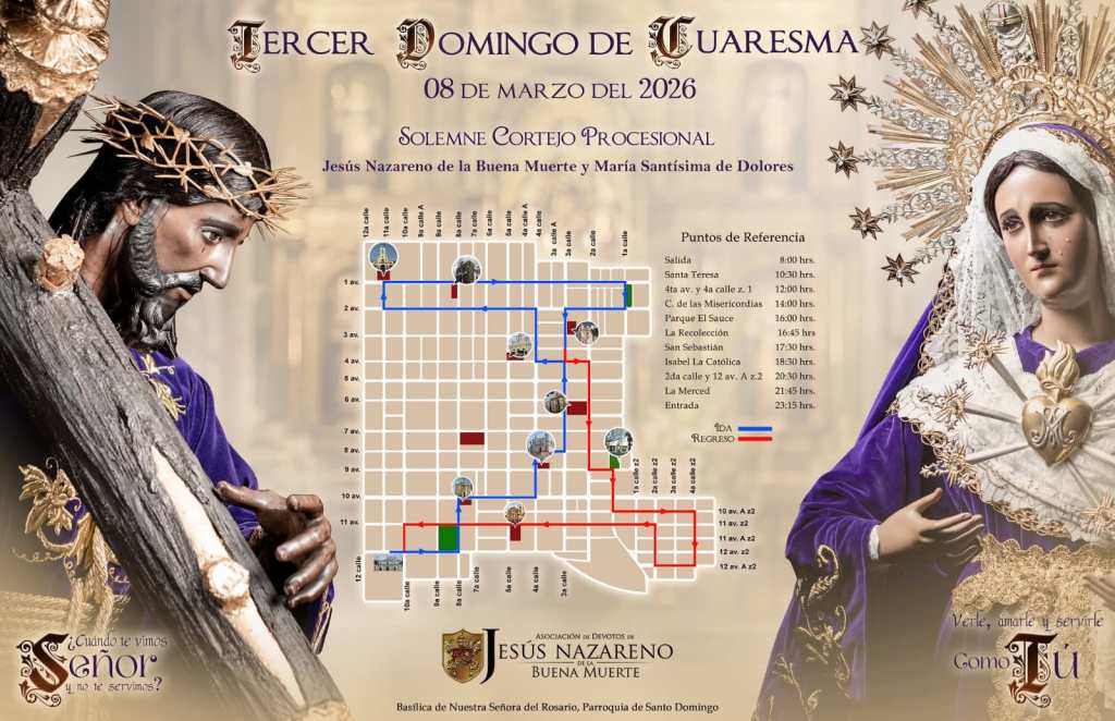 Recorrido para este Tercer Domingo de Cuaresma. Foto La Hora: FB/Asociación de Jesús de la Buena Muerte