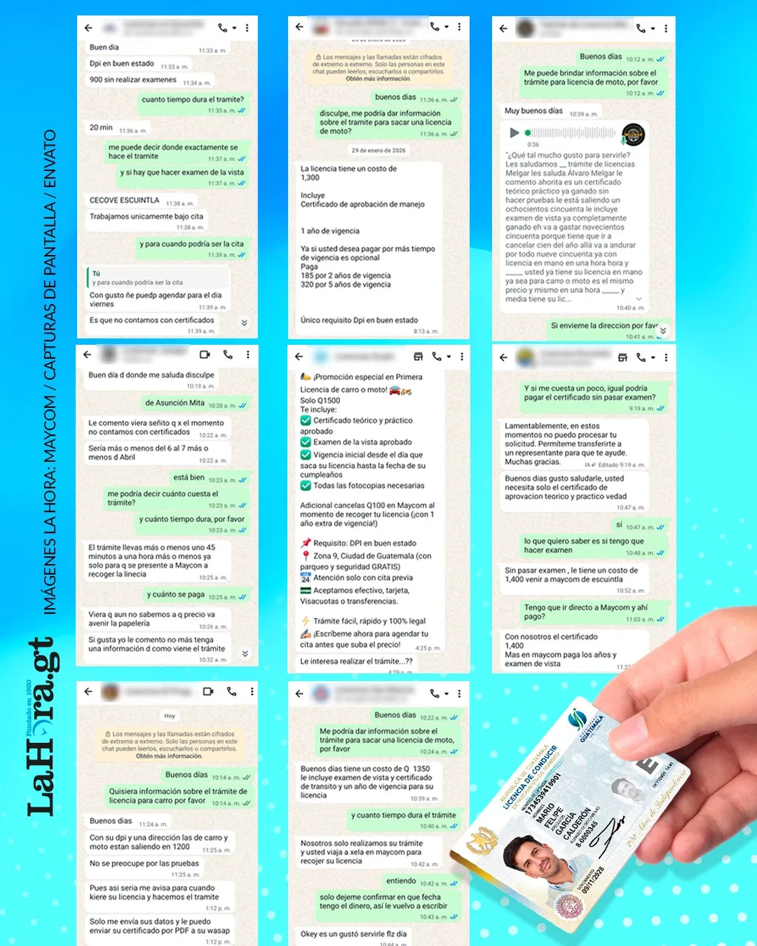 Con solo decir que ya sabe manejar y tener su DPI en mano, cualquier persona puede comprar la certificación que permite obtener la licencia de conducir. Arte: La Hora/Alejandro Ramírez.