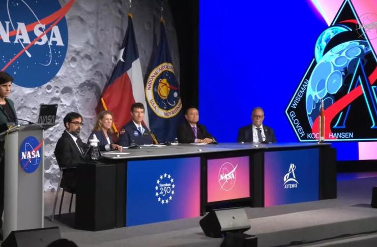 AME2308. BOGOTÁ (COLOMBIA), 10/04/2026.- Captura de una transmisión de la NASA de una rueda de prensa luego de finalizar la misión Artemis II este viernes. EFE/ NASA /SOLO USO EDITORIAL /NO VENTAS /SOLO DISPONIBLE PARA ILUSTRAR LA NOTICIA QUE ACOMPAÑA /CRÉDITO OBLIGATORIO