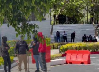 Walter Mazariegos despliegue encapuchados con palos y vallas metálicas previo a la elección de rector de la Usac.
