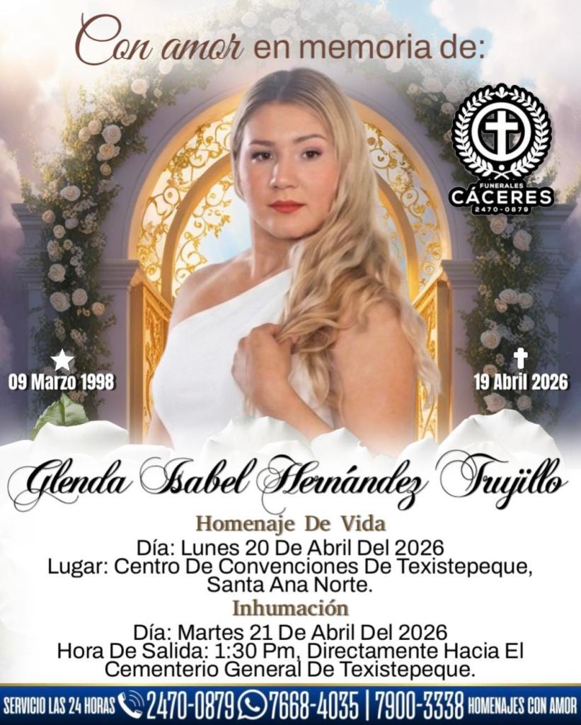 La velación de Glenda Hernández Trujillo se llevó en el centro de convenciones de la localidad y fue sepultada este martes. Foto La Hora: Funerales Cáceres Texistepeque