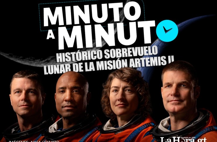 Los cuatro astronautas del Artemis II, quienes viajaron a la órbita lunar después de más de 50 años del último viaje tripulado. Reid Wiseman, Victor Glover, Christina Koch y Jeremy Hansen. Foto La Hora: Alejandro Ramírez