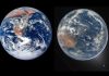 Lado izquierdo: El planeta Tierra en 1976. Lado derecho: la Tierra en 2026. Foto La Hora: NASA.