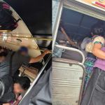 Conductor de bus extraurbano es sancionado por sobrecarga de pasajeros en Chimaltenango. Foto La Hora: Tránsito PNC.