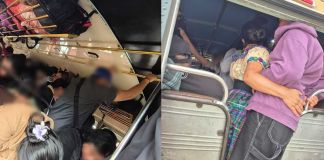 Conductor de bus extraurbano es sancionado por sobrecarga de pasajeros en Chimaltenango. Foto La Hora: Tránsito PNC.