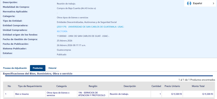 alimentos y bebidas USAC elección magistrado CC