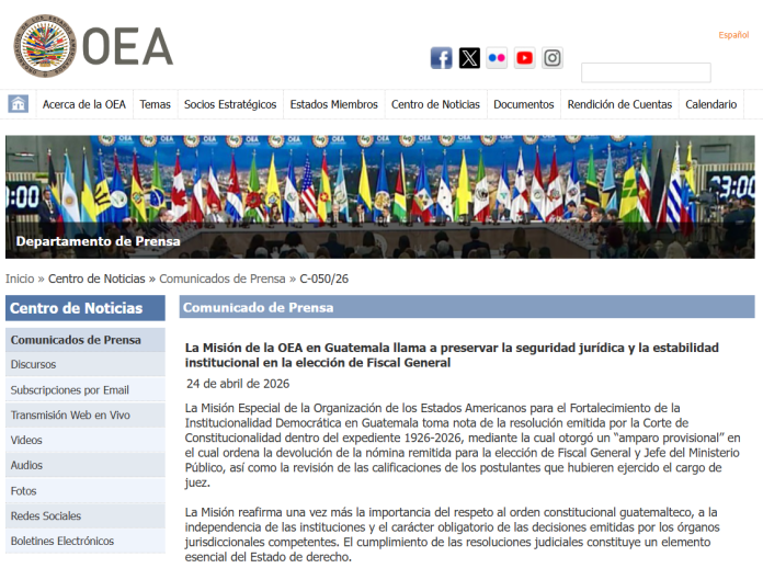 comunicado OEA postuladora