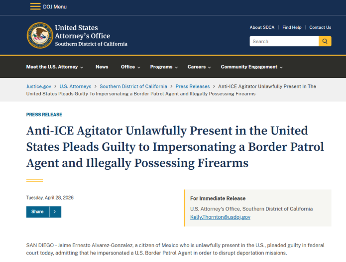 comunicado US Justice