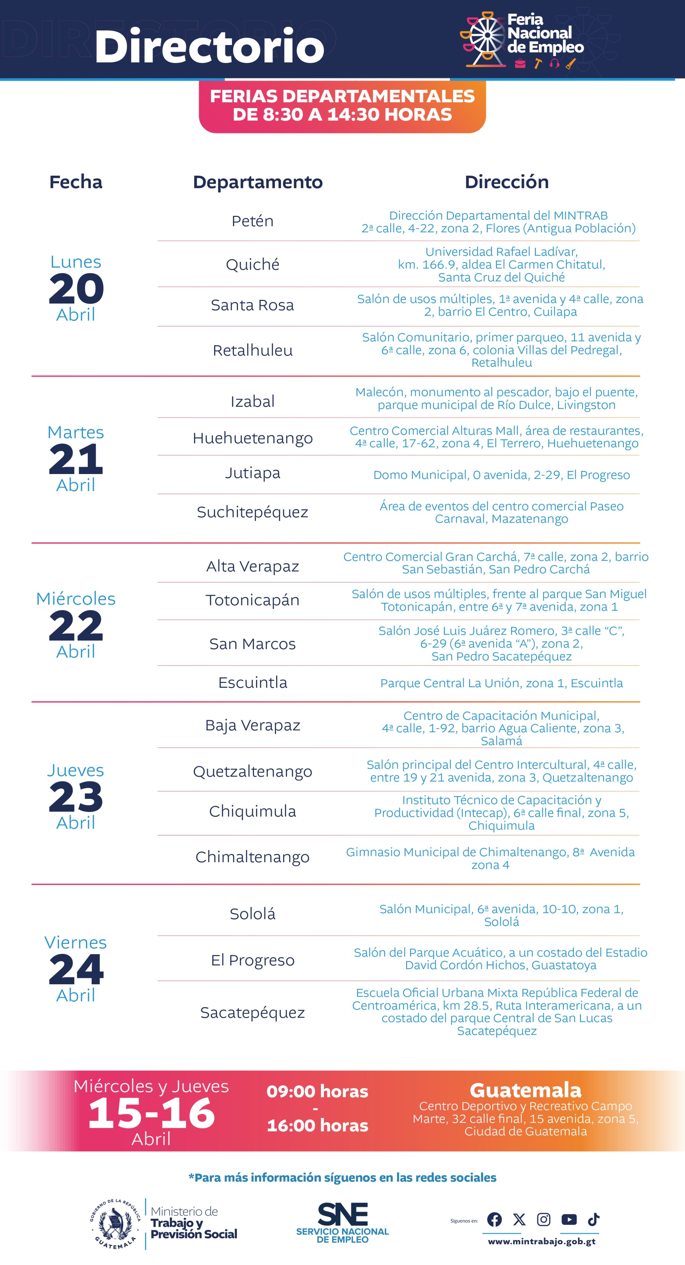 Feria del Empleo 2026: fechas, horarios y ubicaciones de las sedes